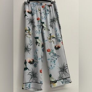 Context Lord & Taylor Floral Bird Print Wide Leg Pajama Pants Size L